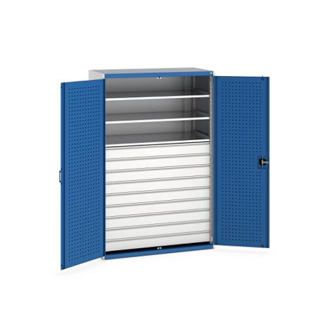 40022089-11V Bott 2 Door, 9 Drawer Sheet Steel Floor Standing Cupboard, 1300 X 650 X 2000mm