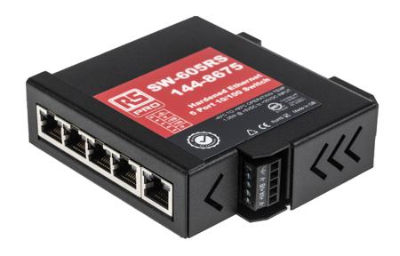 144-8675 RS Pro , 5 RJ45 port DIN Rail Mount Ethernet Switch