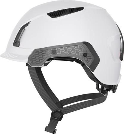 99775 ABUS Abus White Safety Helmet with Chin Strap, Adjustable, Ventilated