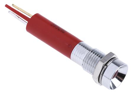 207-646 RS PRO Red Flashing LED Panel Mount Indicator, 24V dc, 8mm Mounting Hole Size, Solder Tab Termination