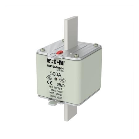 500NHG3B Eaton 500A Centred Tag Fuse, NH01, 500V ac