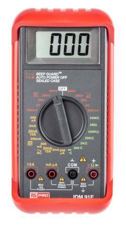 123-3476 RS PRO IDM91E Handheld Digital Multimeter, 10A ac Max, 10A dc Max, 600V ac Max - UKAS Calibrated