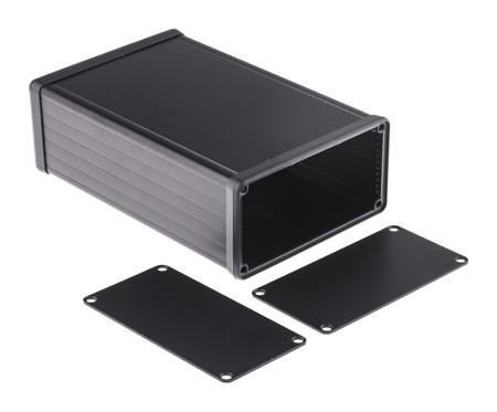 1455N1601BK Hammond 1455 Series Black Aluminium Enclosure, IP54, Black Lid, 160 x 103 x 53mm