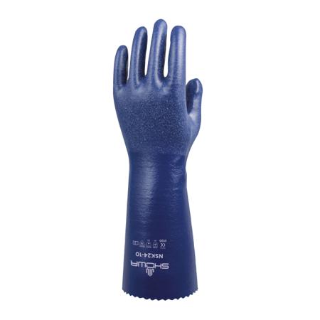 SHONSK244 Showa NSK24 EBT Blue Cotton Chemical Resistant Work Gloves, Size XL, Nitrile Coating
