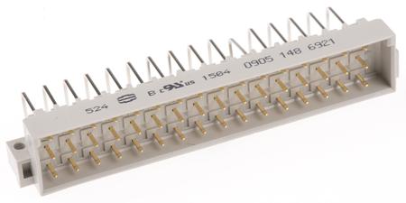 09051486921 HARTING 09 05 48 Way 5.08mm Pitch, Type E Class C2, 3 Row, Right Angle DIN 41612 Connector, Plug
