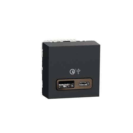 NU301954 Schneider Electric Unica Anthracite USB Socket, 3.4A, USB A, USB C