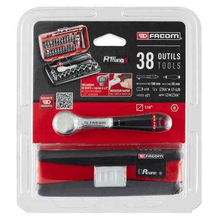 R-181NANOPB Facom R.181NANOPB 43 Piece , 1/4 in Ratchet Socket Set