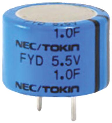 FYD0H104ZF KEMET 0.1F Supercapacitor -20 → +80% Tolerance, Supercap FY 5.5V dc, Through Hole