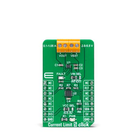 MIKROE-4999 MikroElektronika Current Limit 5 Click Power Management for MIC2099, MCP4561 for mikroBUS Socket