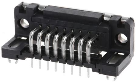 09662527611 HARTING 15 Way Right Angle Through Hole D-sub Connector Socket, 2.74mm Pitch, with Boardlocks, M3 Threaded Inserts