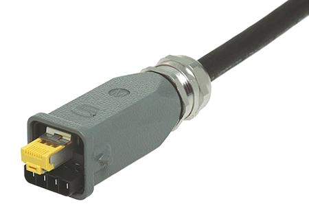 09451151760 HARTING Han 3A RJ45 Series Male RJ45 Connector, Cable Mount, Cat6 Straight 4 (Power), 8 (Data) -Way