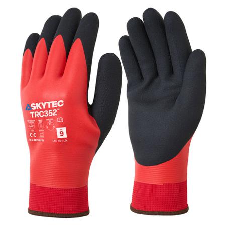 SKG00352HD Skytec TRC352 Black/Red Recycled Polyester General Purpose, Waterproof Work Gloves, Size Small, Latex Coating