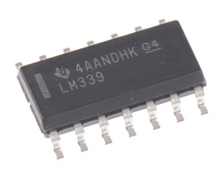 LM339D  Texas Instruments, Quad Comparator, Open Collector O/P, 1.3μs 3 → 28 V 14-Pin SOIC
