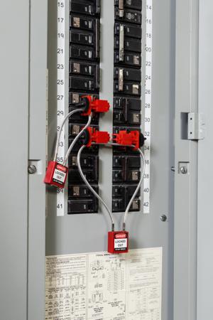 COMPACT-CABLE-PADLOCK-RED-40CM-KD Brady Red 1-Lock Glass Fibre Reinforced Plastic Safety Padlocks, 4.7mm Shackle