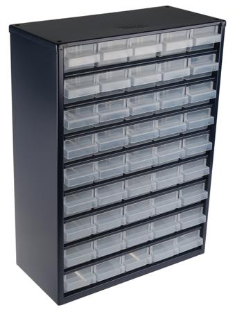 137454 Raaco 45 Drawer Storage Unit, Steel, 417mm x 306mm x 150mm, Blue