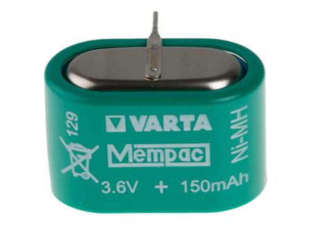 55615603940 Varta V150H 3.6V NiMH Button Rechargeable Battery, 150mAh