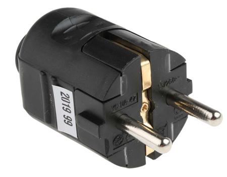 849-6112 RS PRO German Mains Plug, 16A Black, Cable Mount Screw, 250 V