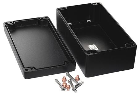 1590Z150BK Hammond 1590Z Series Black Die Cast Aluminium Alloy Enclosure, IP68, Flanged, Black Lid, 221 x 120 x 81mm