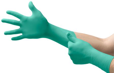 73711070 Ansell DermaShield 73-711 Green Neoprene Safety Work Gloves, Size 7, Polymer Coating