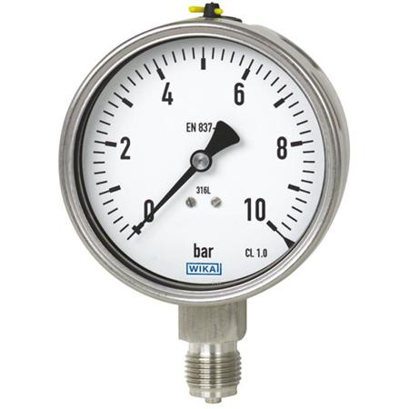 48798913 WIKA NPT 1/2 Analogue Pressure Gauge Bottom Entry 100mm Outside Diameter