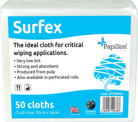 SFF400W65 EcoTech Surfex Dry Industrial Wipes, Roll of 400