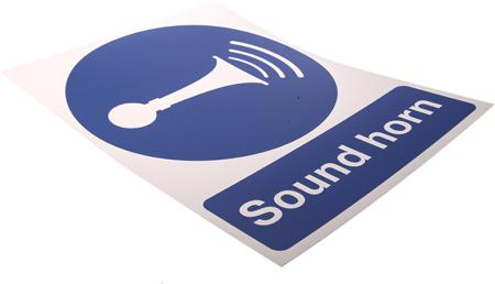 763-1869 RS Pro PP Rigid Plastic Mandatory Sound Horn Sign with English Text, 300 x 400mm