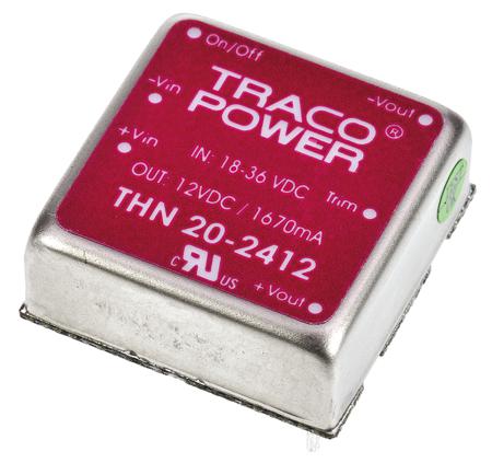THN-20-2412 TRACOPOWER THN 20 20W Isolated DC-DC Converter Through Hole, Vin 18 → 36 V dc, Vout 12V dc