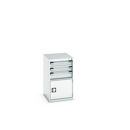 40018043-16V Bott 1 Door, 3 Drawer Sheet Steel Floor Standing Storage Cabinet, 525 X 650 X 900mm
