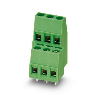 1725025 Phoenix Contact PCB Terminal Block, 3-Contact, 5mm Pitch, Wave Soldering, 2-Row, Plug In, Screw Termination
