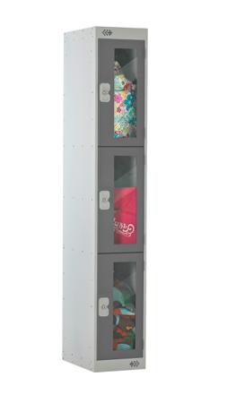 214-264 RS PRO 3 Door No Steel Dark Grey Locker, 1800 mm x 300 mm x 450mm