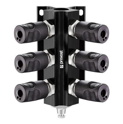MF-104S6CS PREVOST Aluminium Female Wall Bracket With Safety Quick Connect Couplings, G 3/4 Female Female Thread