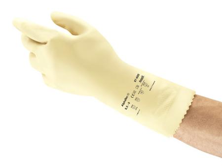87600100 Ansell AlphaTec 87-600 Natural Natural Rubber Latex Good Dexterity Work Gloves, Size 9.5 to 10, Natural Rubber Coating