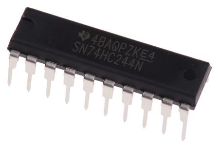 SN74HC244N Texas Instruments  Octal-Channel Buffer & Line Driver, 3-State, 20-Pin PDIP