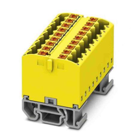 3274150 Phoenix Contact Distribution Block, 18 Way, 4mm², 24A, 690 V, Yellow