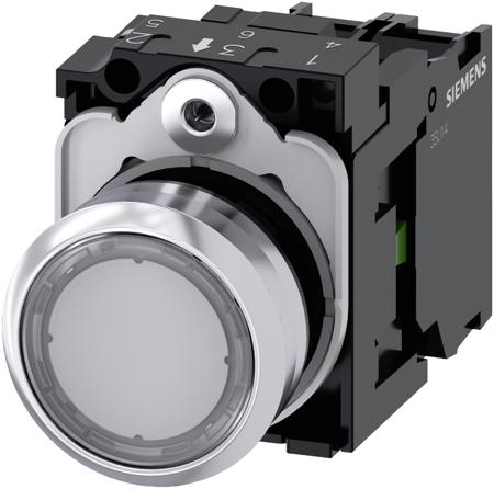 3SU1152-0AB70-1BA0 Siemens SIRIUS ACT 3SU11 Series Illuminated Push Button Complete Unit, Panel Mount, 22mm Cutout, SPST
