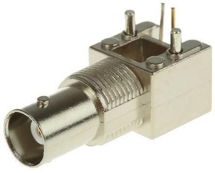 6-1337521-0 TE Connectivity Right Angle 50Ω Through Hole BNC Connector, jack, Nickel, Solder Termination