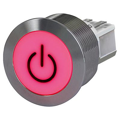 3-145-908 Schurter MSMII Series Illuminated Pushbutton, On-Off, Panel Mount, 18 mm Cutout, SPDT, Green LED, IP40, 30 V 250 V