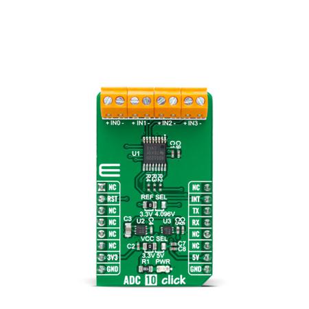 MIKROE-4488 MikroElektronika  ADC 10 Click Sensor Add-On Board Signal Conversion Development Tool