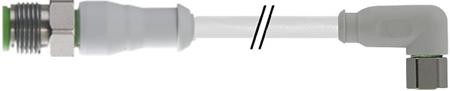 154-7764 RS Pro Industrial Automation Cable Assembly with a 3 Pole Straight Male M12 Female and 3 Pole Right Angle Female M8