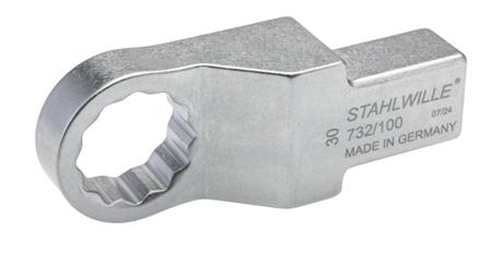 58221030 STAHLWILLE 732/100 Series Round Insertion Ring Spanner, 30 mm, 22 x 28mm Insert, Chrome Plated Finish