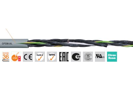 CF130.25.04.UL (100m) Igus Chainflex CF130.UL Control Cable, 4 Cores, 2.5 mm² 13 AWG, Unscreened, 100 m, Grey Polyvinyl Chloride Sheath