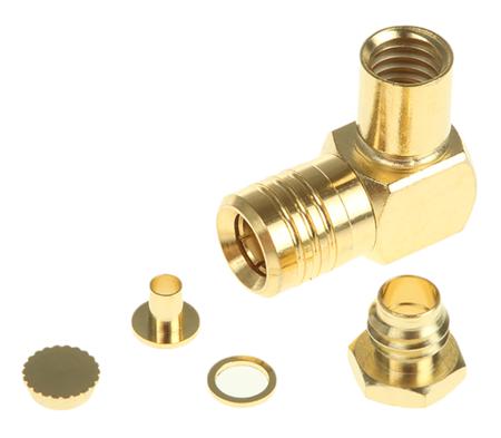 546-3349 RS Pro Right Angle Cable Mount Subminiature SMB Connector, 50Ω Impedance, Clamp Termination, RG174/U cable type