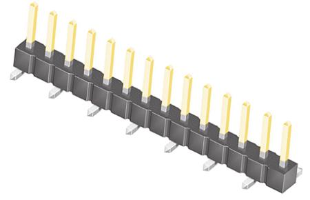 TSM-114-02-L-SV Samtec TSM Series Straight Surface Pin Header, 14 Contact(s), 2.54 mm Pitch, 1 Row, Unshrouded