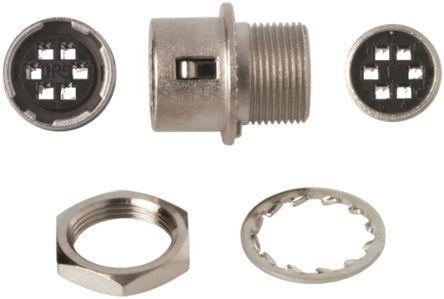 HR10G-7R-6SC-73- Hirose HR10 Series, 6 Pole Panel Mount Micro Connector Socket, 7mm Shell Size, Female Contacts, Push-Pull Mating