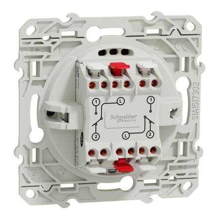 S530214 Schneider Electric Grey Rocker Switch, 2 Way, 2 Gang, Odace