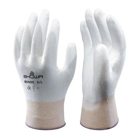 SHOB5001 Showa BO500 White White Nylon Extra Grip, Good Dexterity Work Gloves, Size Small, Polyurethane Coating