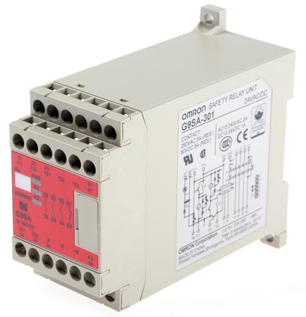 G9SA-301 AC/DC24 Omron G9SA 1 Auxiliary Contacts Safety Relay 24V ac/dc, Single/Dual-Channel 3 Safety Contacts