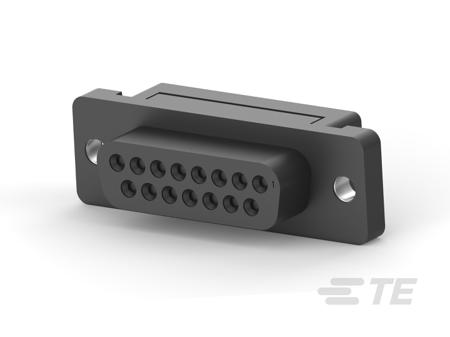 1658609-3 TE Connectivity AMPLIMITE 15 Way Vertical Cable Mount D-sub Connector Receptacle, 2.77mm Pitch, with 4-40 UNC
