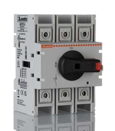 GA125A Lovato 3 Pole Din Rail, Screw Mount Switch Disconnector - 125A Maximum Current, 45kW Power Rating, IP65