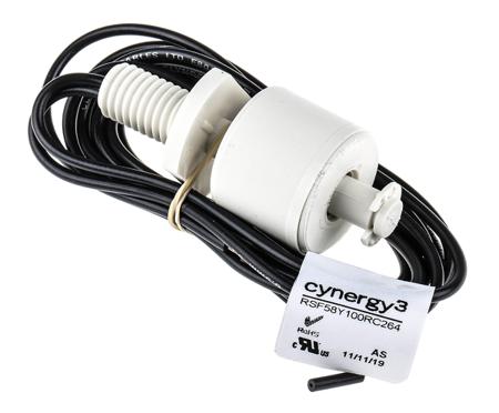 RSF58Y100RC Sensata Cynergy3 RSF50 Series Vertical Polypropylene Float Switch, Float, 1m Cable, NO/NC, 240V ac Max, 120V dc Max
